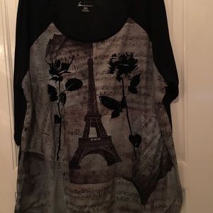 Lane Bryant Top Size 26/28 Eiffel Tower, Rose,